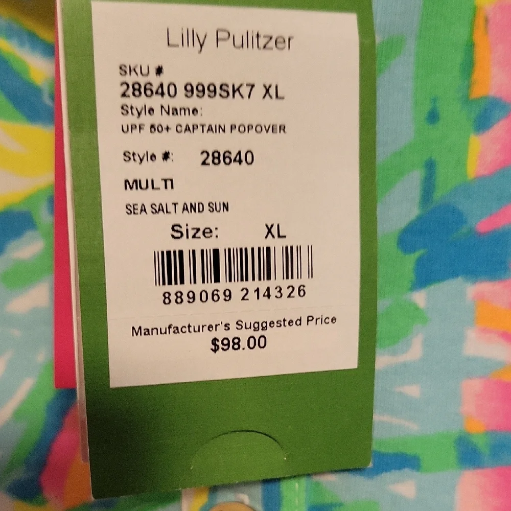 Lilly Pulitzer Blue Green Graphic Hoodie - Picture 2 of 5